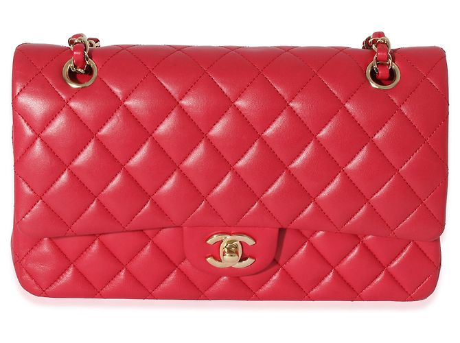 Timeless Chanel Dark Pink gestepptes Lammleder Medium Classic Double Flap Tasche