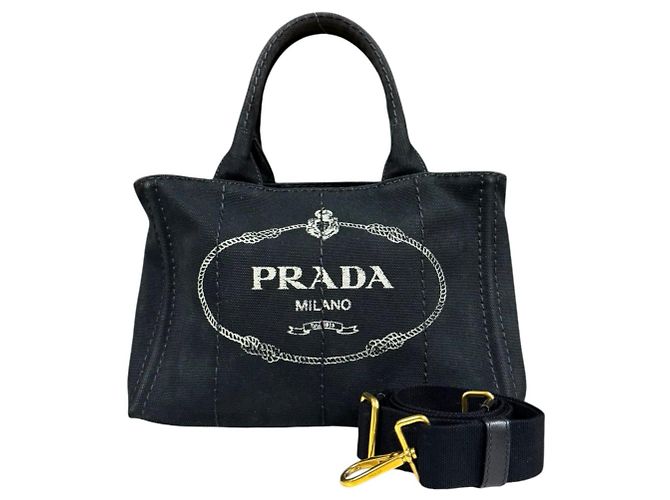 Borsa a Spalla Prada Canapa - Tela Nera Nero
