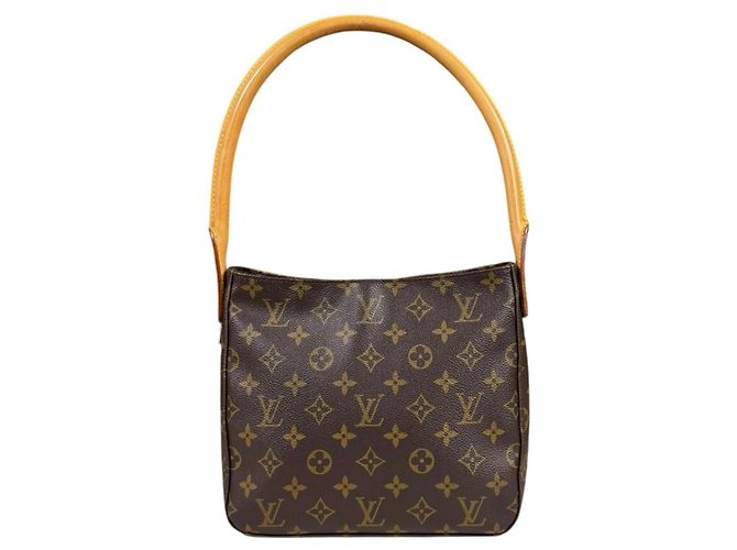Bolso de hombro Louis Vuitton Looping MM Monogram Castaño