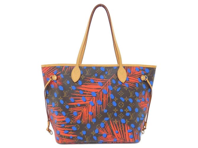 Bolsa Louis Vuitton Monogram Summer Jungle Dot Neverfull MM Marrom Vermelho