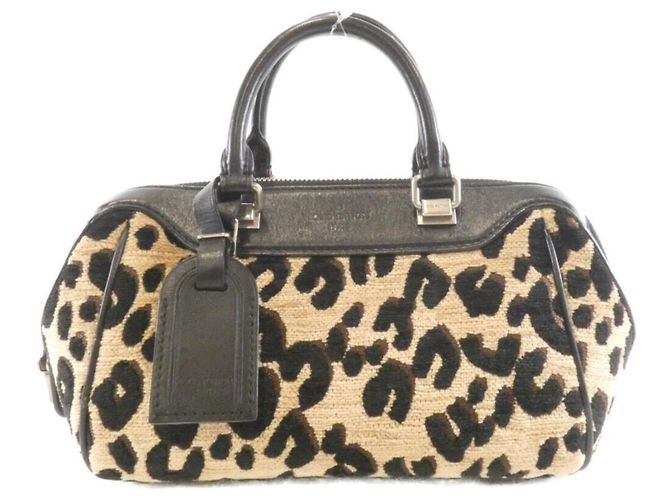Sac à main bébé léopard Louis Vuitton Noir Beige