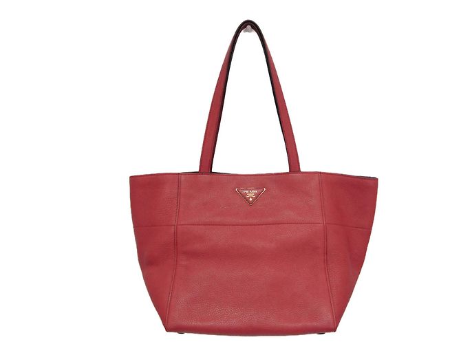 Tote Sac cabas Prada Vintage en cuir Rouge