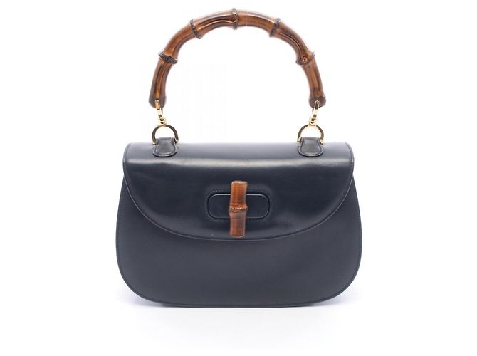 Borsa Gucci Bamboo in pelle blu navy