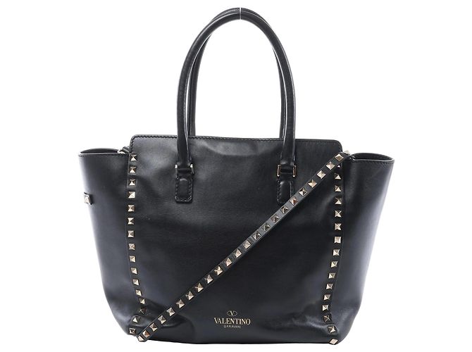 Borsa 2Way in pelle Rockstud Valentino Garavani nera Nero 