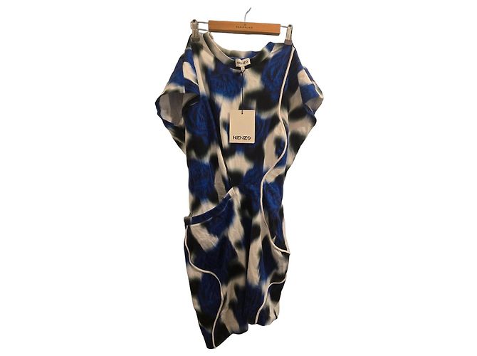 Abito Kenzo stampa floreale blu e bianco