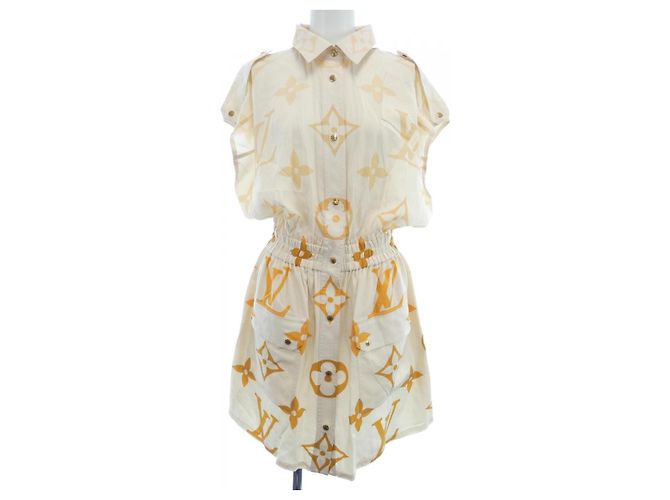 Vestido de seda Louis Vuitton Bege