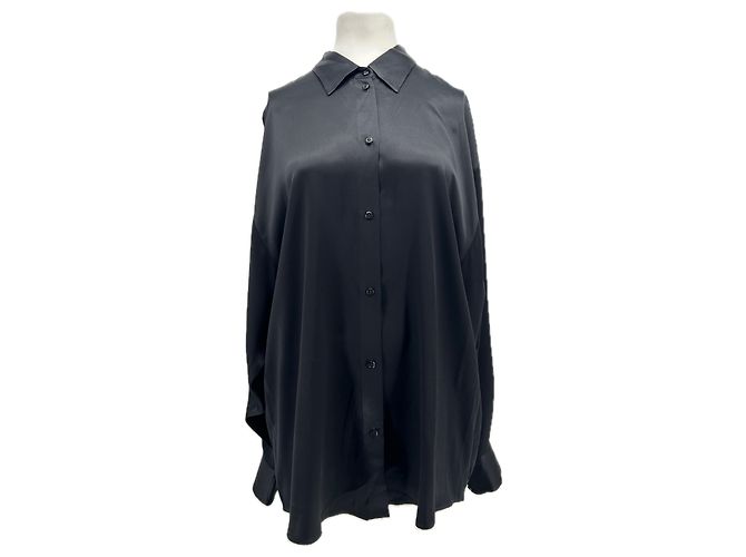 DMN Camicia in raso nera Nero