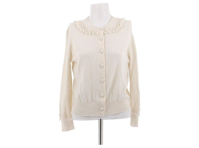 Barrie Creme-Cardigan aus Kaschmir mit Details Beige