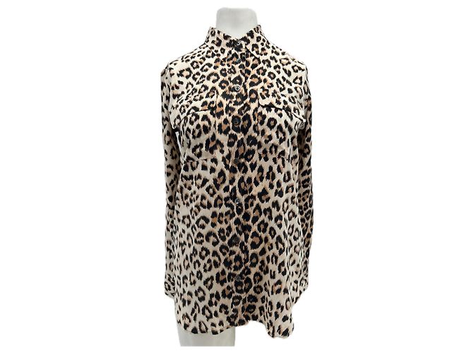 Camicia Equipment Leopardata in Seta Marrone XS