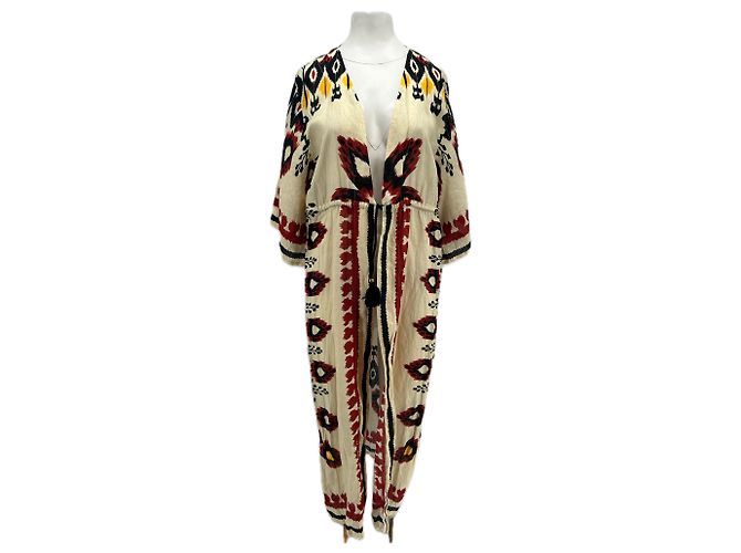 Autre Marque RAFFAELA D'ANGELO Gemusterter Leinen Kimono Rot