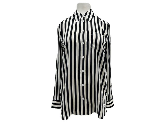 Camicia di seta a righe Equipment Nera XS Nero