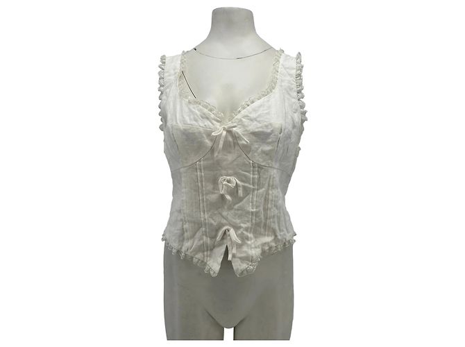 Reformation Leinen Top Weiß