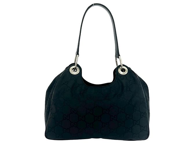Bolsa de mão Gucci em nylon e couro com padrão GG Preto