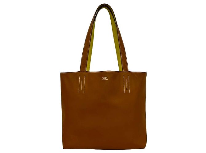 Hermès Sac cabas Hermes Double Sens 28 Marron Jaune