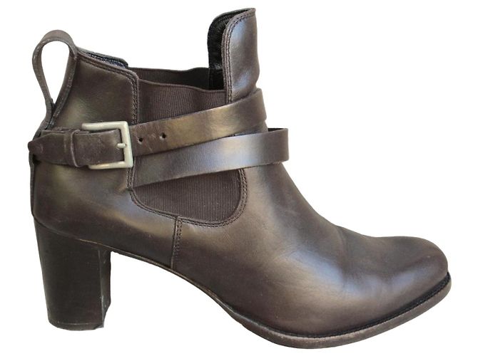 Botas de pele Heschung com fivela Marrom