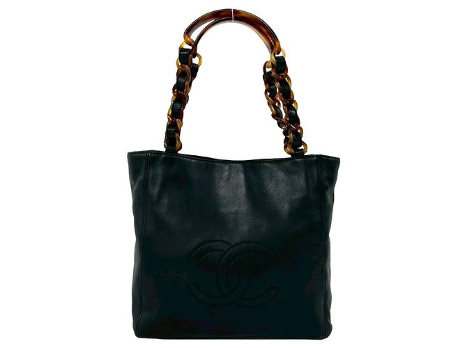 Bolsa Chanel Coco Mark em couro de cordeiro Marrom Preto