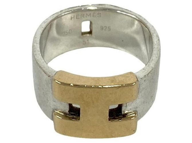 Ring Anillo Hermès Hercules de Plata y Oro Amarillo 18K Dorado