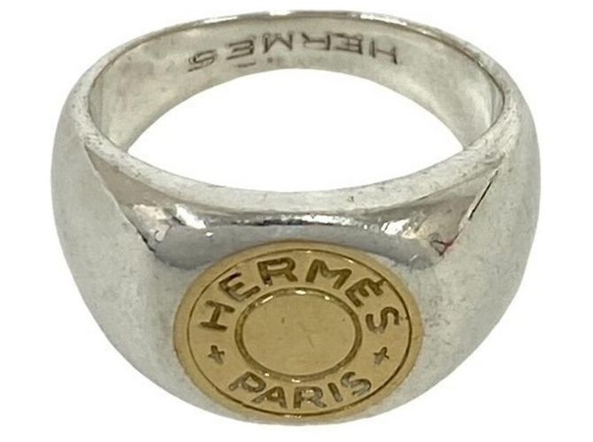 Ring Hermès Anillo Sellier Hermes Plata Dorado