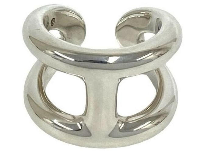 Hermès Hermes Osmos GM Silver Band Ring Silvery 