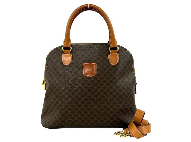 Céline Celine Macadam Blazon Triomphe Pattern Lederhandtasche Braun 