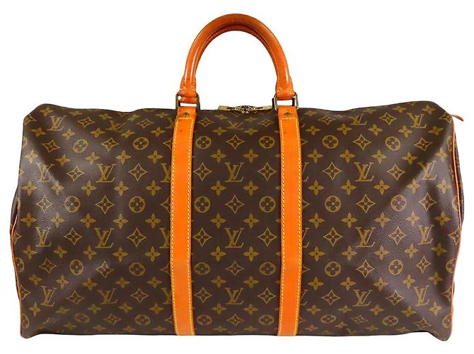 Louis Vuitton Marrón Monogram Keepall 55 Castaño