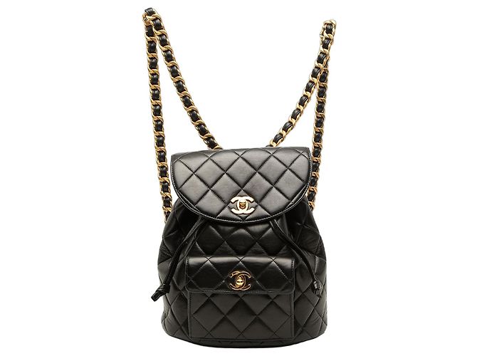 Chanel Black Medium Quilted Lambskin Duma Backpack