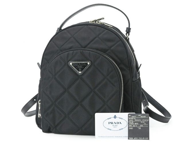 Prada Triangle Backpack for Women Black White