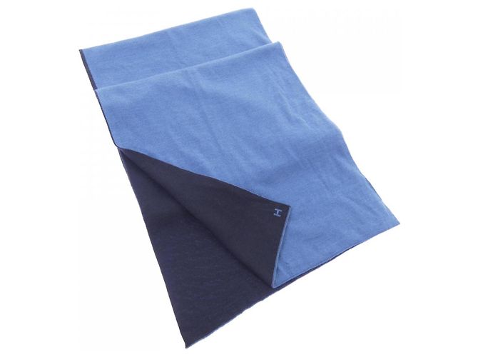 Hermès Sciarpa in seta e cashmere blu Hermes 