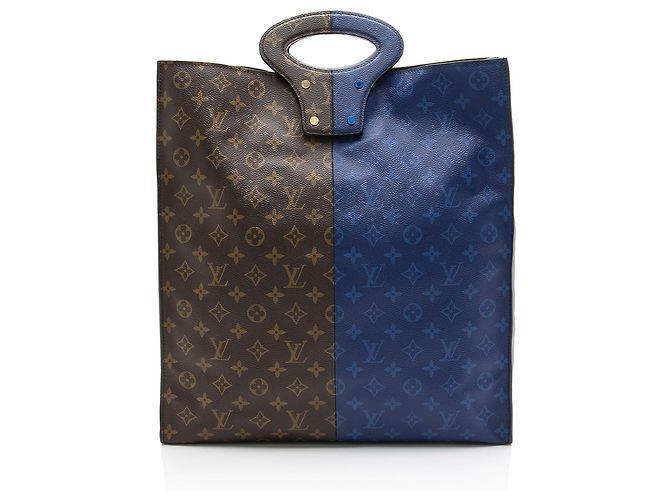 Tote Louis Vuitton Split Monogram Eclipse Canvas N/S Blu 