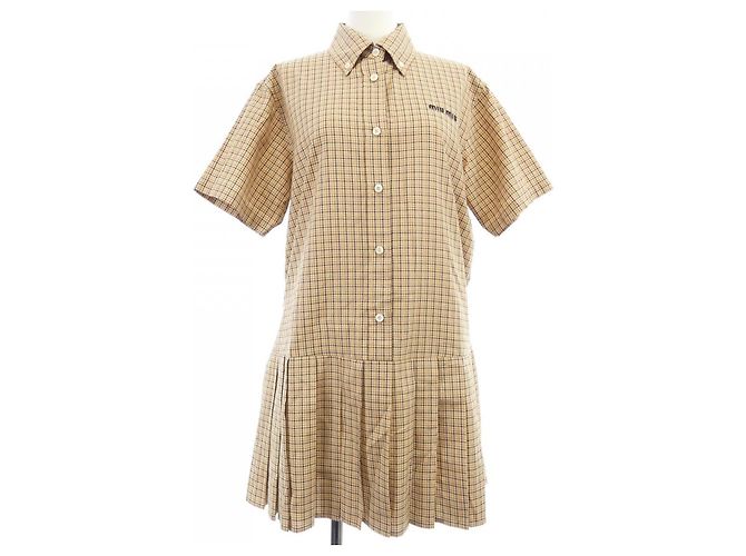 Miu Miu POPLIN KLEID Poplin-Kleid Beige