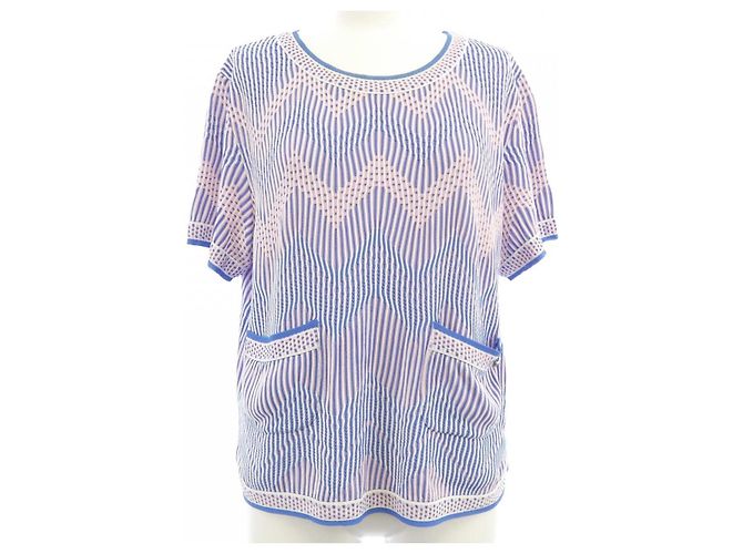 Top de malha Chanel Azul