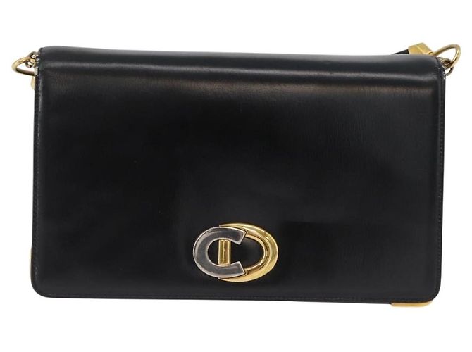 Bolsa de ombro Christian Dior CD em couro Preto