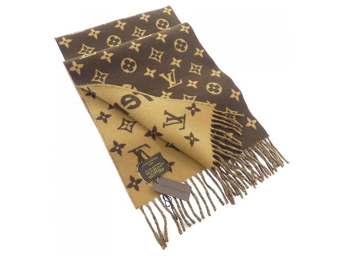 Stola in cashmere Monogram Louis Vuitton Marrone Beige
