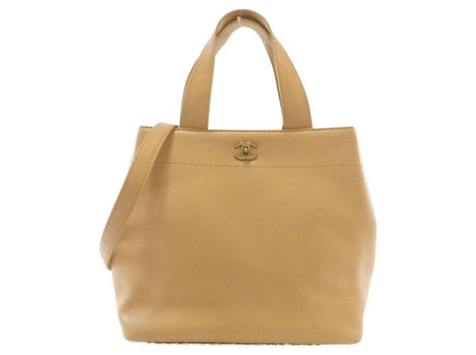 Bolsa de couro bege Chanel 17003