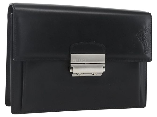 Pochette Vintage en cuir Versace Noir