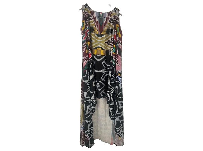 Autre Marque Afroditi Hera Maxikleid mit ethnischem Print Braun Schwarz Weiß Rot Blau Mehrfarben Grün Gelb