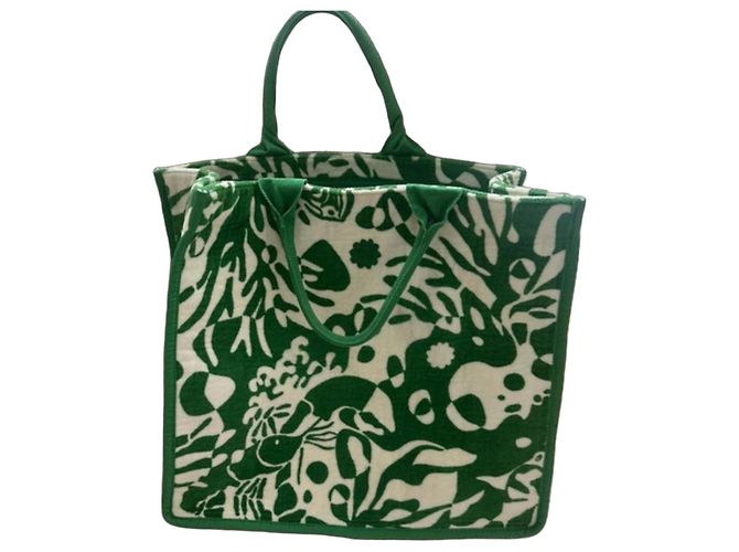 Eres Bolso Tote de Lona Estampada Verde y Blanco