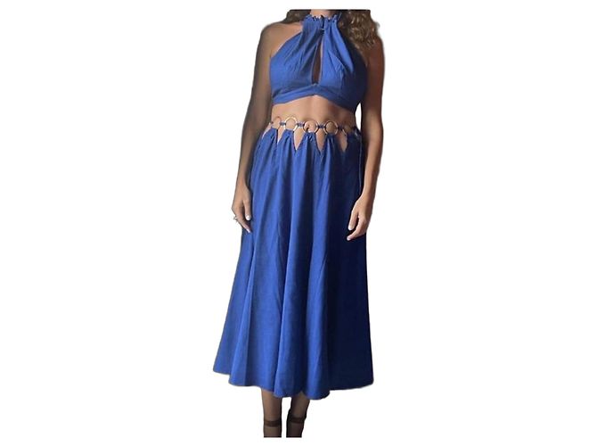 Completo Gonna Lunga e Top Cult Gaia Blu