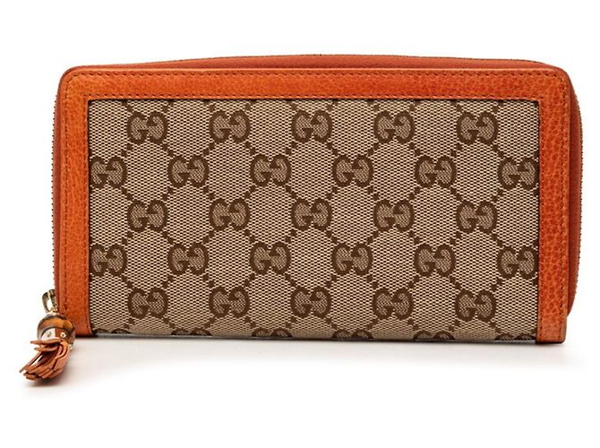 Gucci GG Canvas Bamboo Zip Long Wallet