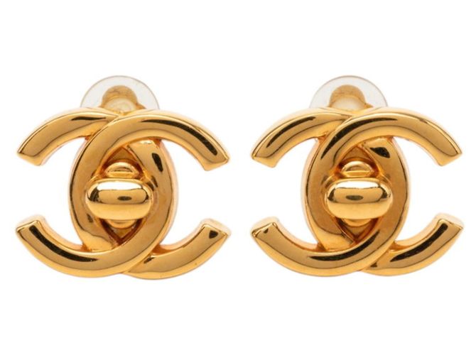 Timeless Orecchini vintage Chanel Coco Mark Turnlock D'oro 