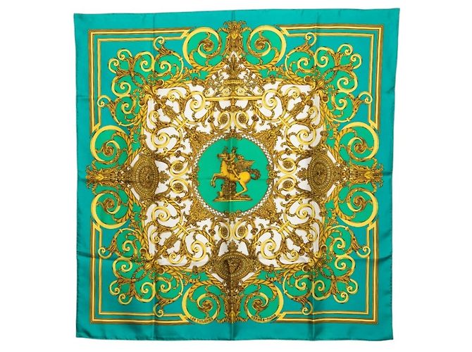 Hermès Pañuelo Hermes Carre 90 LES TUILERIES Dorado Verde