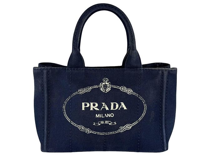 Borsa a mano in tela Canapa Prada Blu navy
