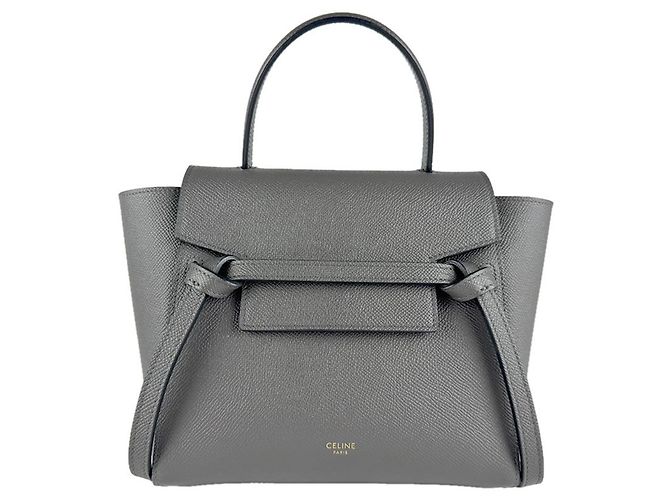 Céline Borsa a mano e borsa a tracolla in pelle grigia Celine Marrone