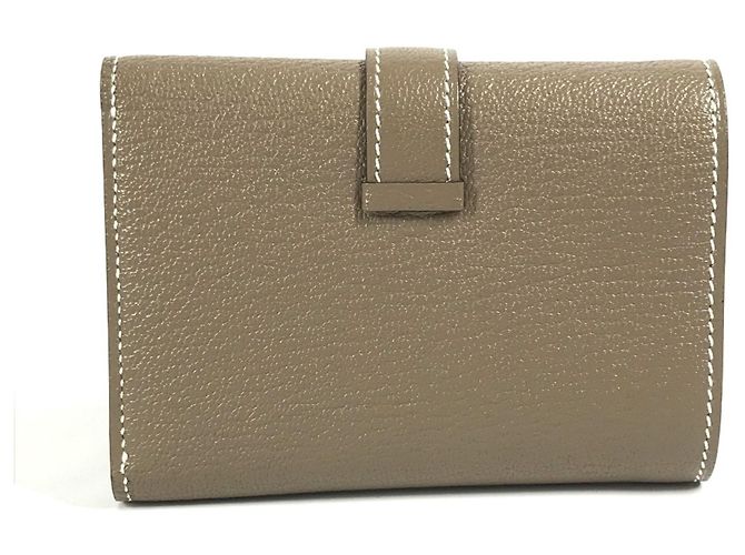 Hermès Hermes Bearn Compact Tri-fold Wallet in Etoupe Gray Taupe