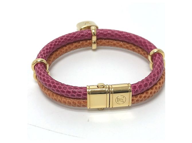 Bracciale charm in pelle Louis Vuitton Keep It Twice Rosa D'oro Arancione