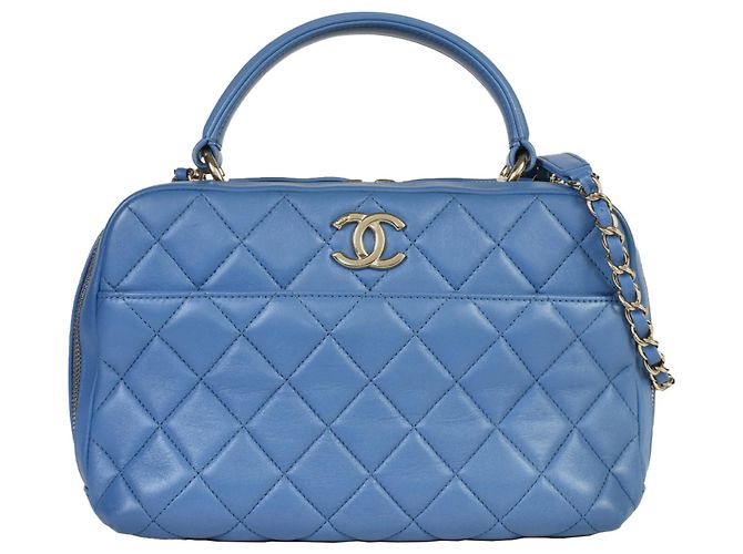 CHANEL Matelasse Coco Mark 2way Bowling Bag No. 27 Bleu