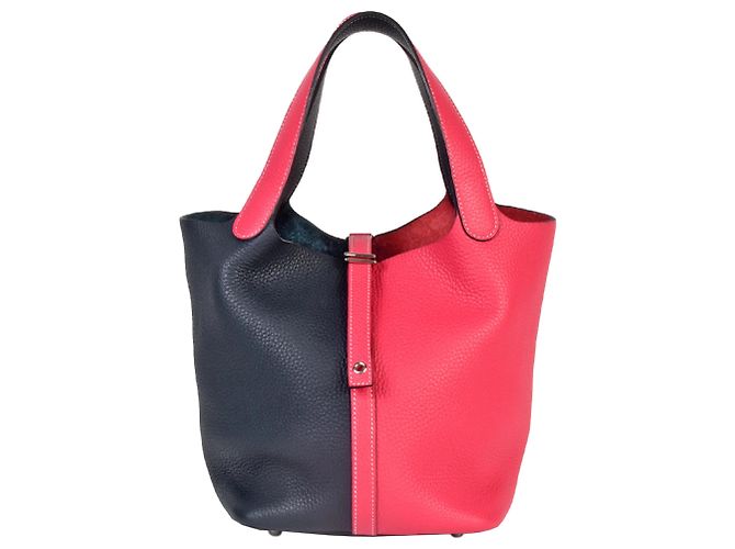 Hermès Bolsa Hermes Picotin Lock MM Rosa Azul Azul marinho