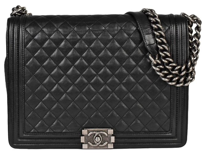Borsa a Spalla Chanel Boy Chanel Matelasse Coco Mark Chain Nero