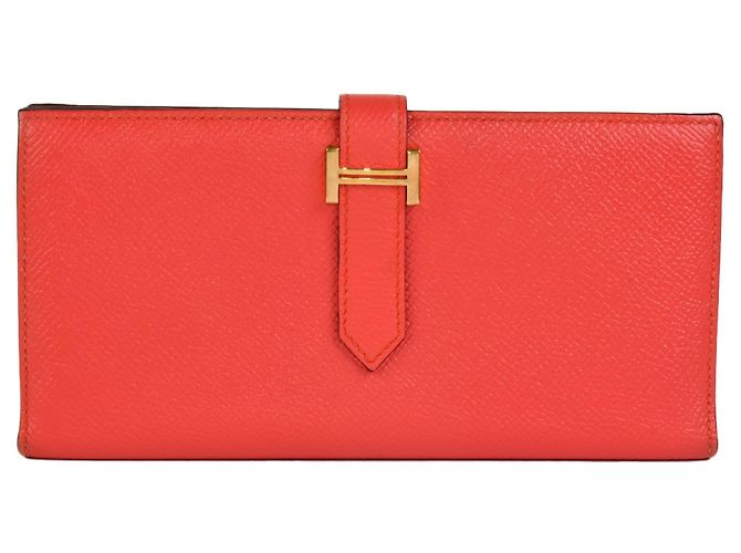 Hermès Hermes Bearn Long Wallet Red