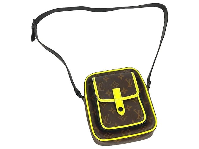 Louis Vuitton Monogram Macassar Christopher Wearable Wallet Pochette Brown Yellow